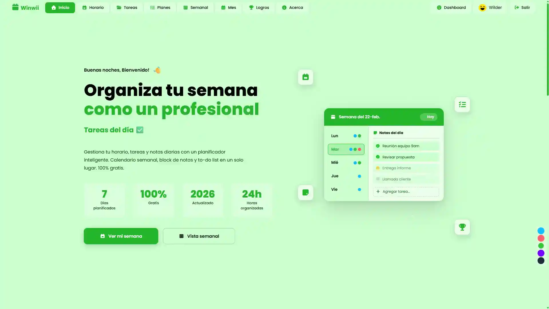 Winwii - Planificador Semanal Profesional